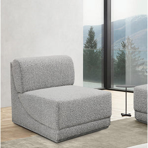 Meridian Ollie Grey Boucle Fabric Armless