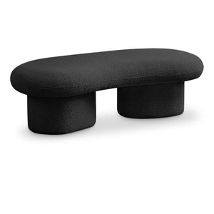 Meridian Luka Black Boucle Fabric Bench