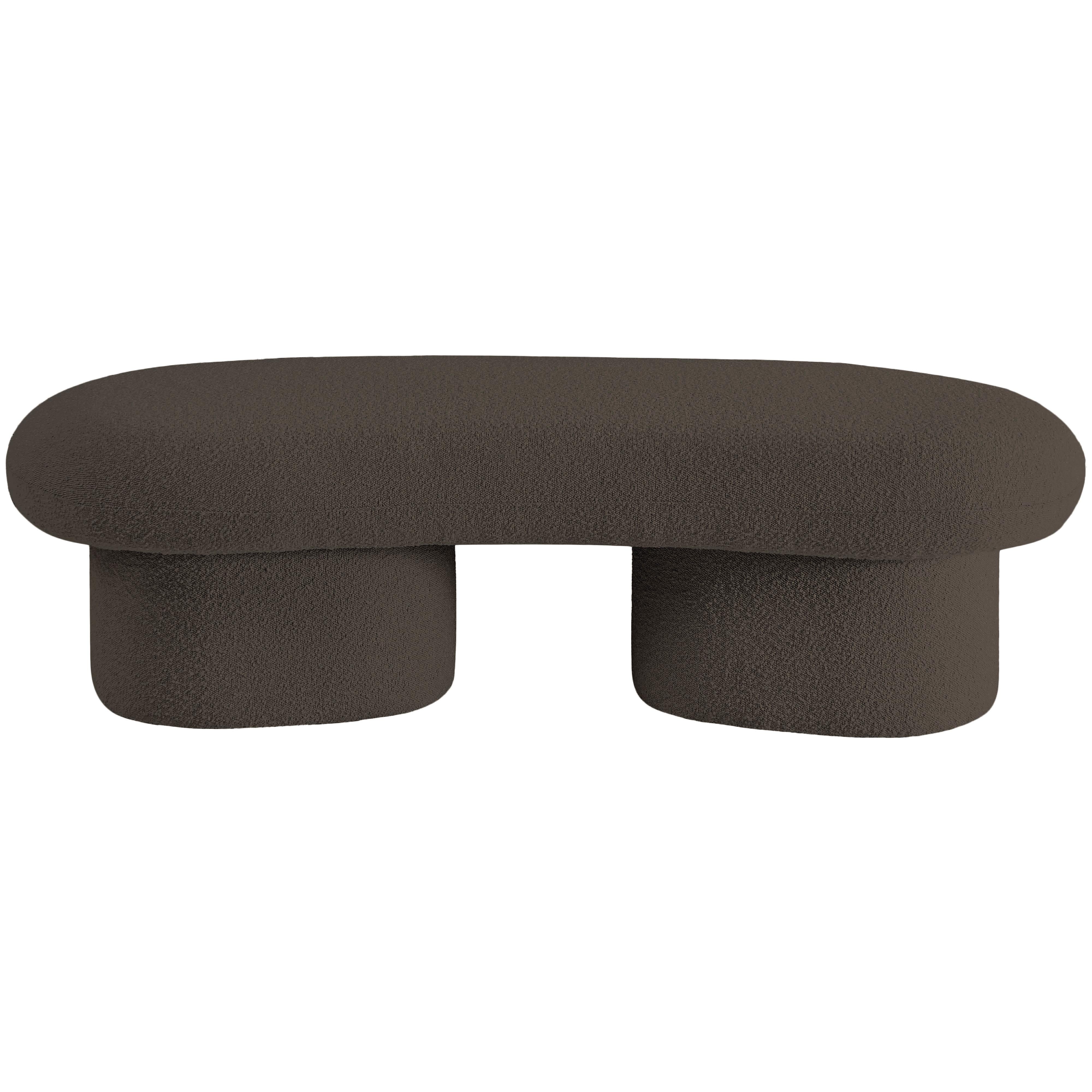 Meridian Luka Brown Boucle Fabric Bench