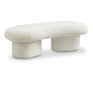Meridian Luka Cream Boucle Fabric Bench