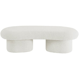 Meridian Luka Cream Boucle Fabric Bench