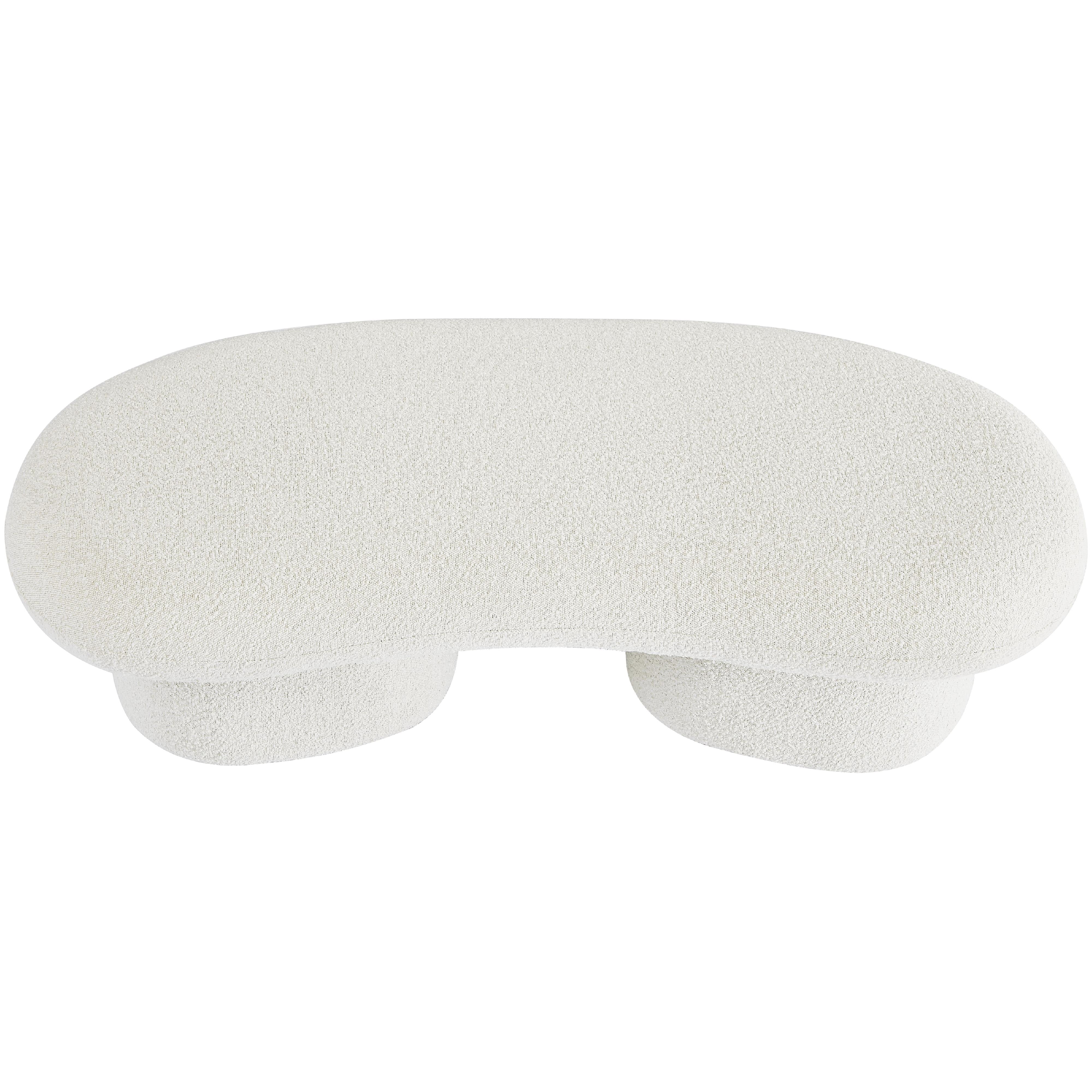Meridian Luka Cream Boucle Fabric Bench
