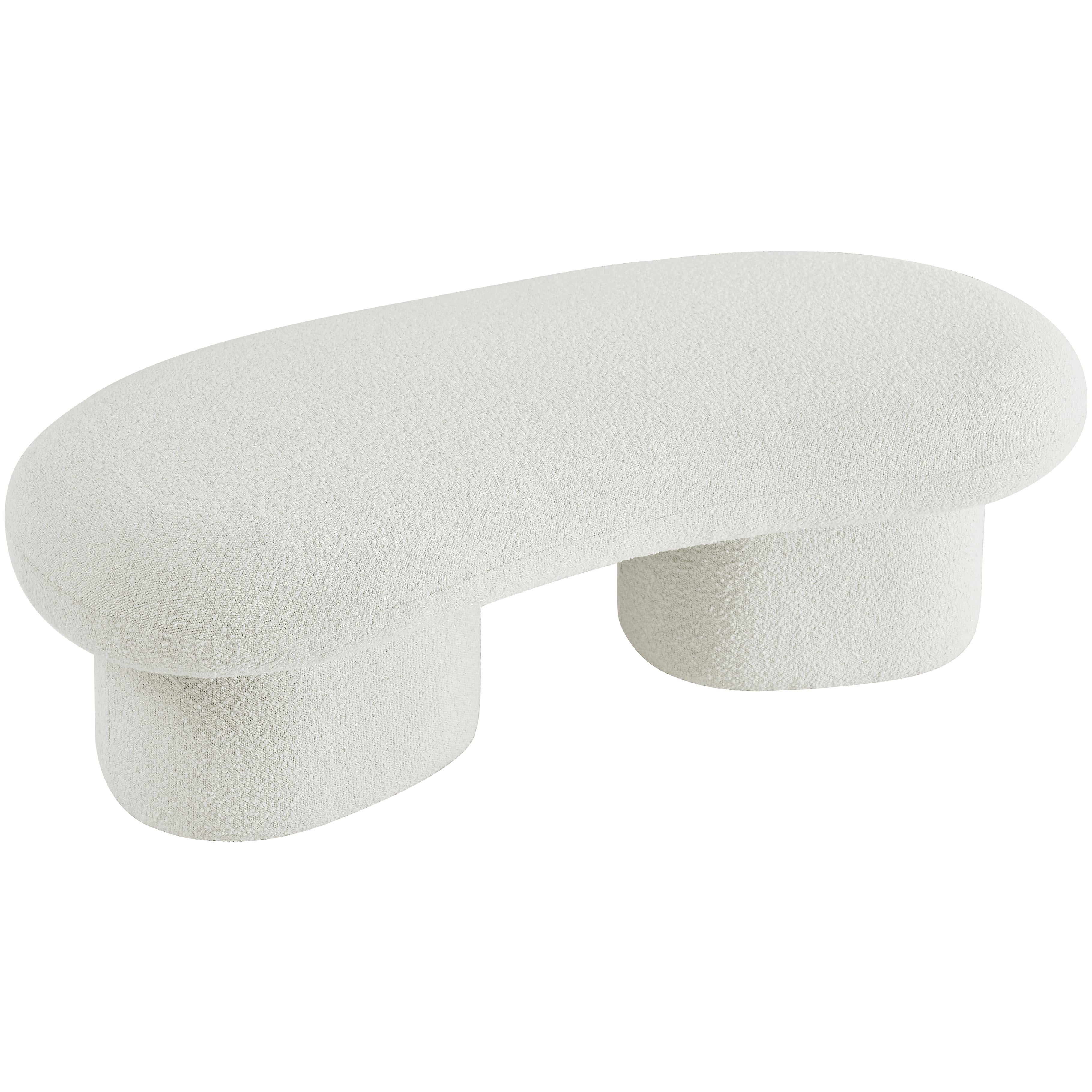 Meridian Luka Cream Boucle Fabric Bench