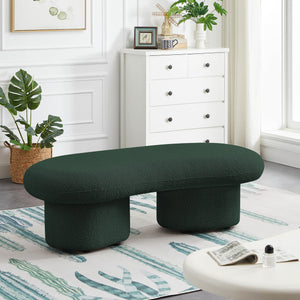 Meridian Luka Green Boucle Fabric Bench