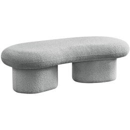 Meridian Luka Grey Boucle Fabric Bench