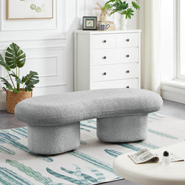 Meridian Luka Grey Boucle Fabric Bench