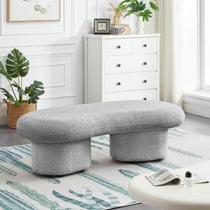 Meridian Luka Grey Boucle Fabric Bench