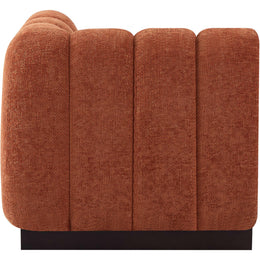 Meridian Quinn Cognac Chenille Fabric Corner Chair
