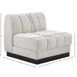 Meridian Quinn Cream Chenille Fabric Armless Chair