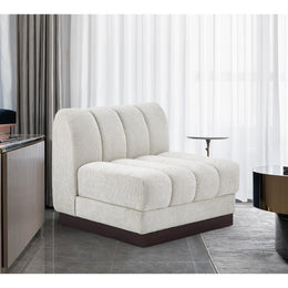Meridian Quinn Cream Chenille Fabric Armless Chair