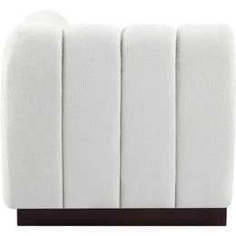 Meridian Quinn Cream Chenille Fabric Corner Chair