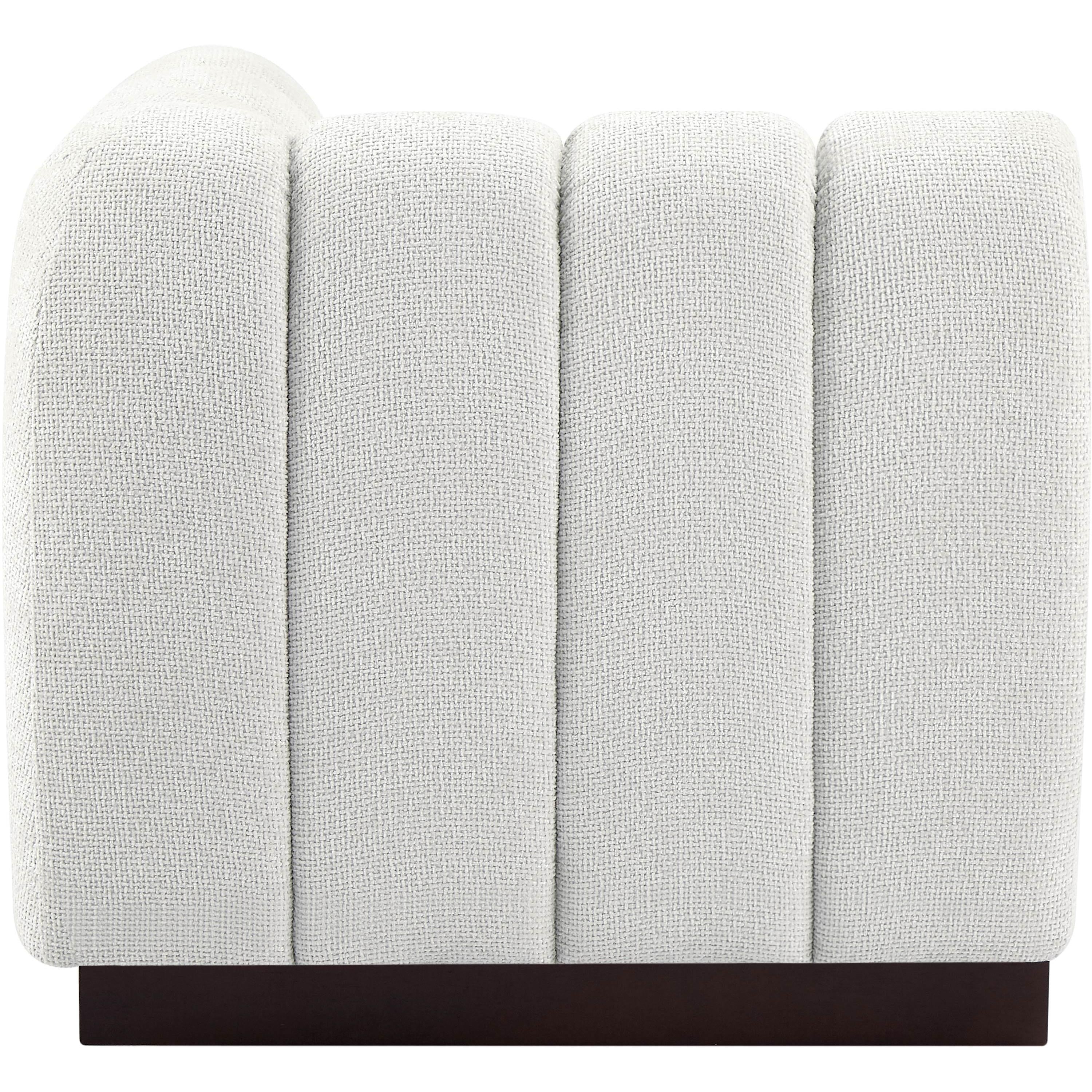 Meridian Quinn Cream Chenille Fabric Corner Chair