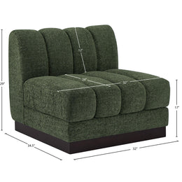 Meridian Quinn Green Chenille Fabric Armless Chair