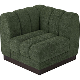 Meridian Quinn Green Chenille Fabric Corner Chair