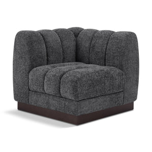 Meridian Quinn Grey Chenille Fabric Corner Chair