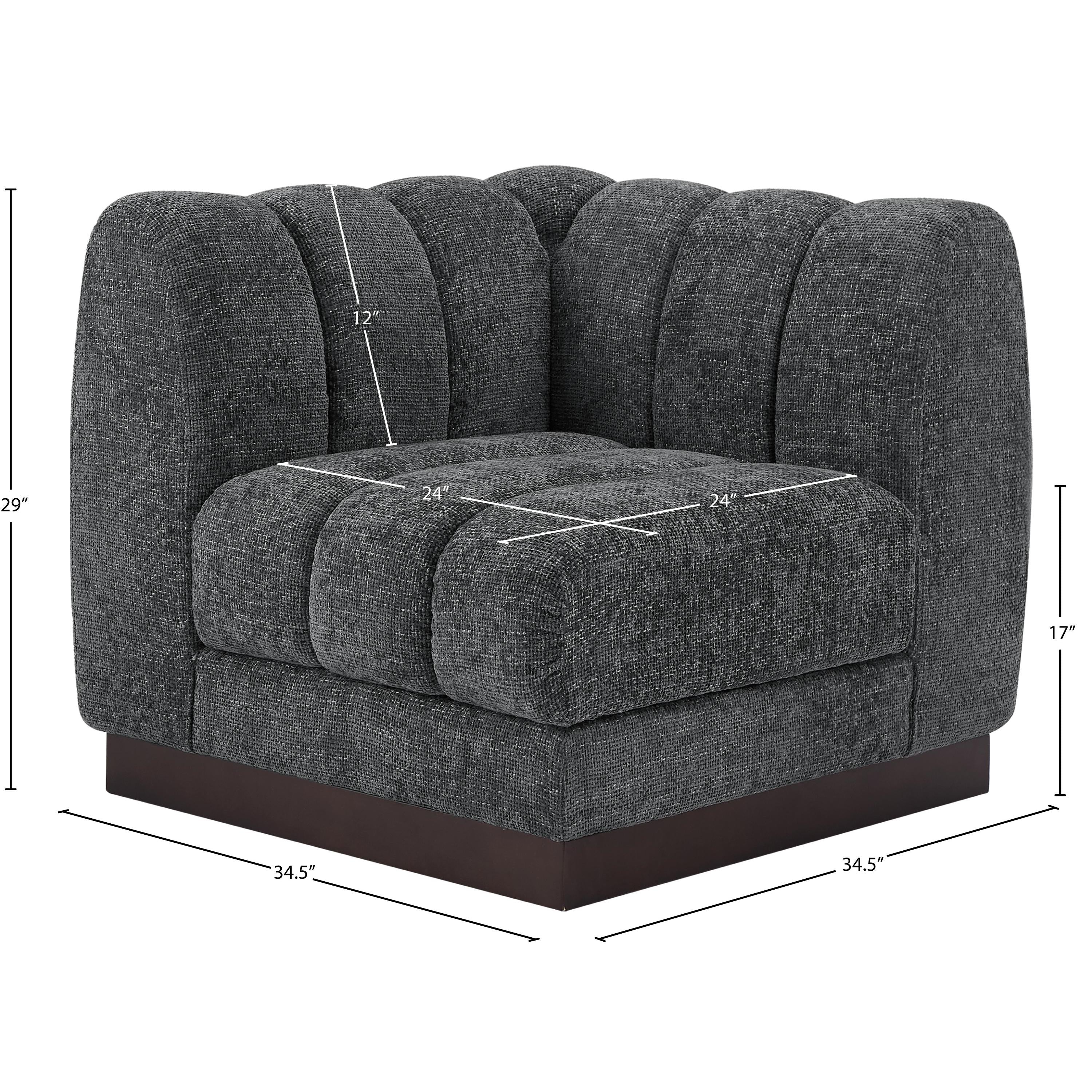 Meridian Quinn Grey Chenille Fabric Corner Chair