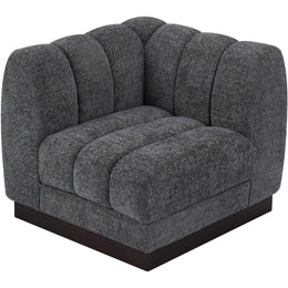 Meridian Quinn Grey Chenille Fabric Corner Chair