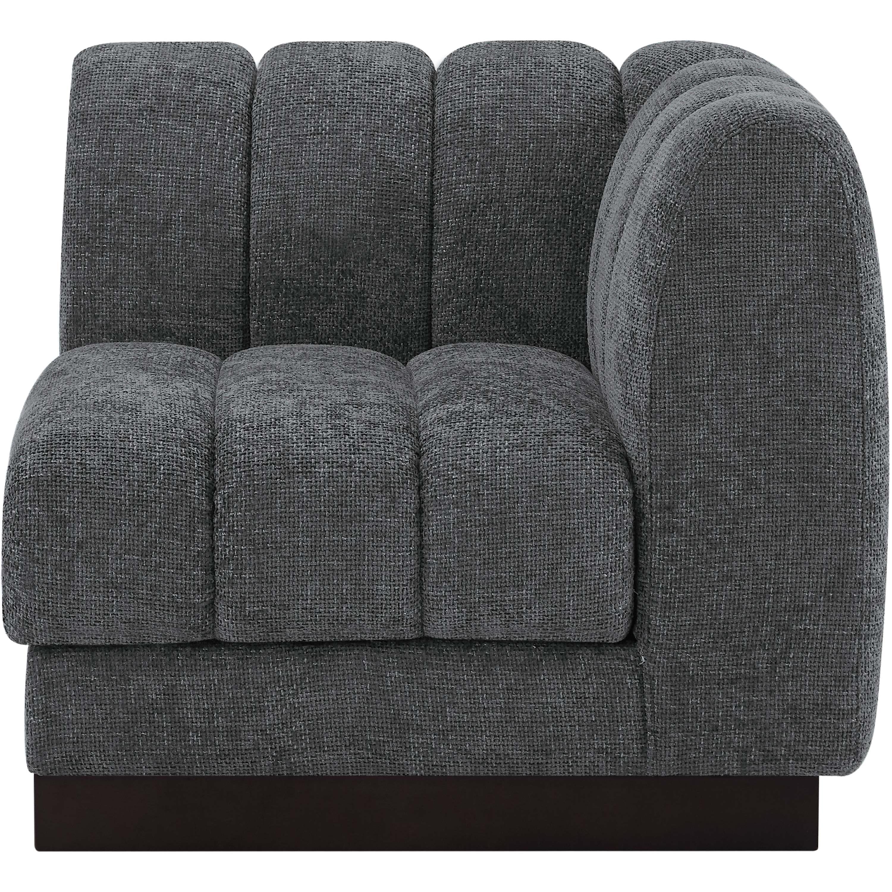 Meridian Quinn Grey Chenille Fabric Corner Chair