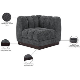Meridian Quinn Grey Chenille Fabric Corner Chair
