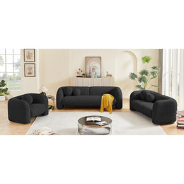 Meridian Emory Black Boucle Fabric Chair