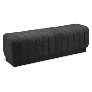 Meridian Heathrow Black Boucle Fabric Ottoman/Bench