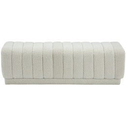 Meridian Heathrow Cream Boucle Fabric Ottoman/Bench