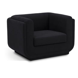 Meridian Kimora Black Linen Textured Fabric Chair