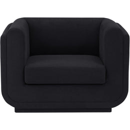 Meridian Kimora Black Linen Textured Fabric Chair