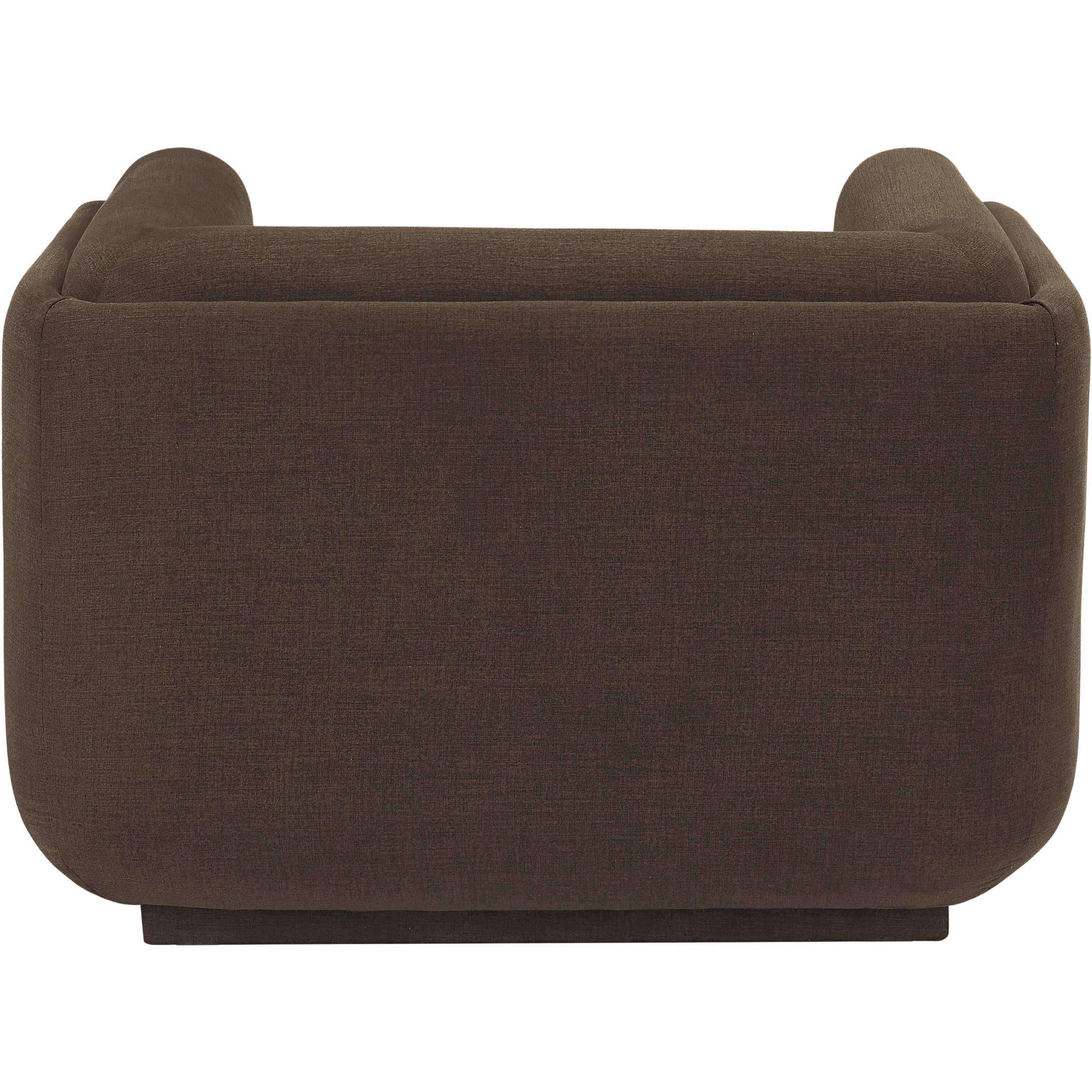 Meridian Kimora Brown Linen Textured Fabric Chair
