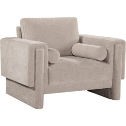 Meridian Madeline Beige Chenille Fabric Chair