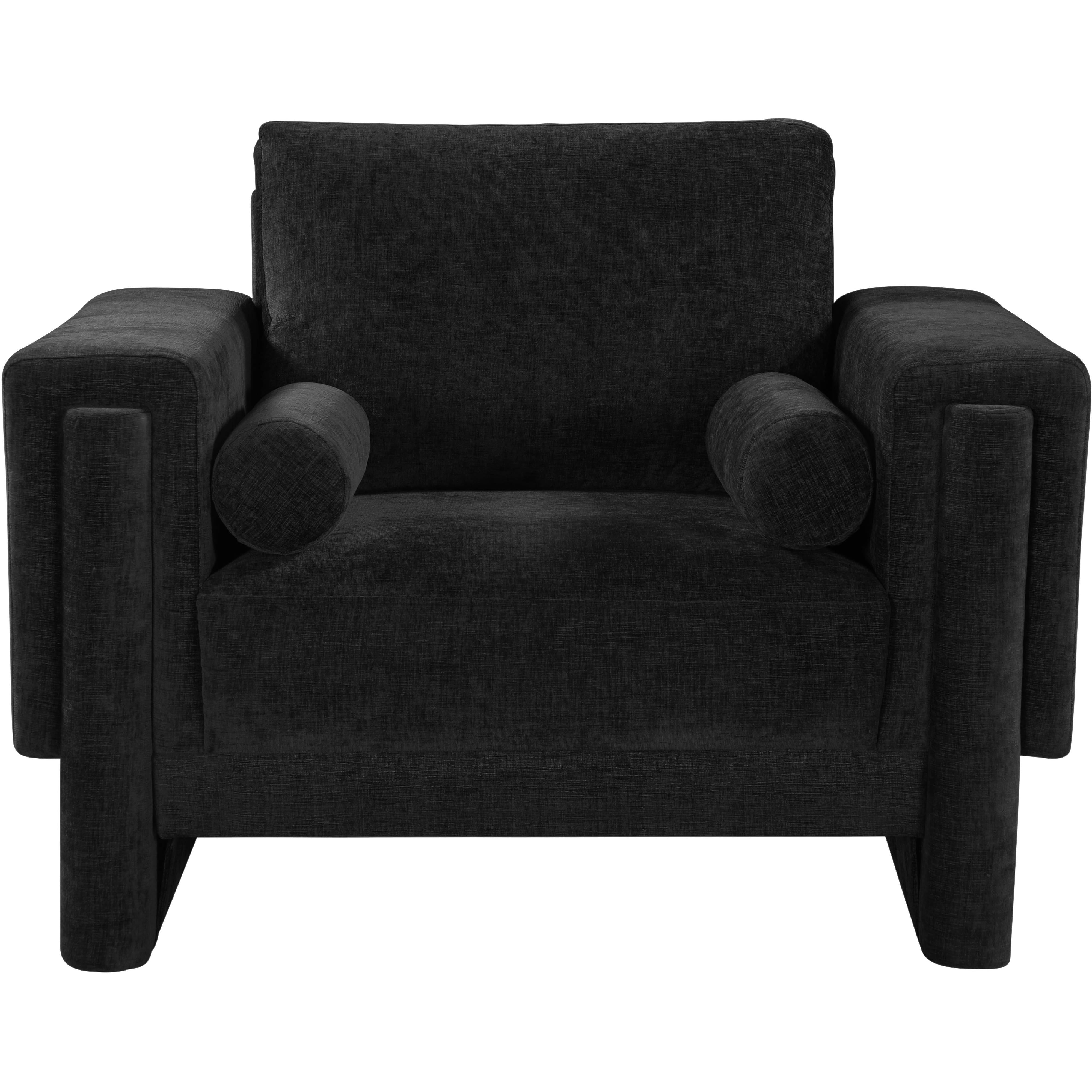 Meridian Madeline Black Chenille Fabric Chair