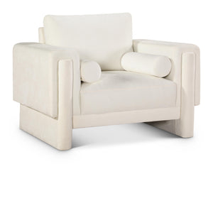 Meridian Madeline Cream Chenille Fabric Chair