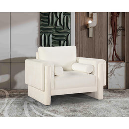 Meridian Madeline Cream Chenille Fabric Chair