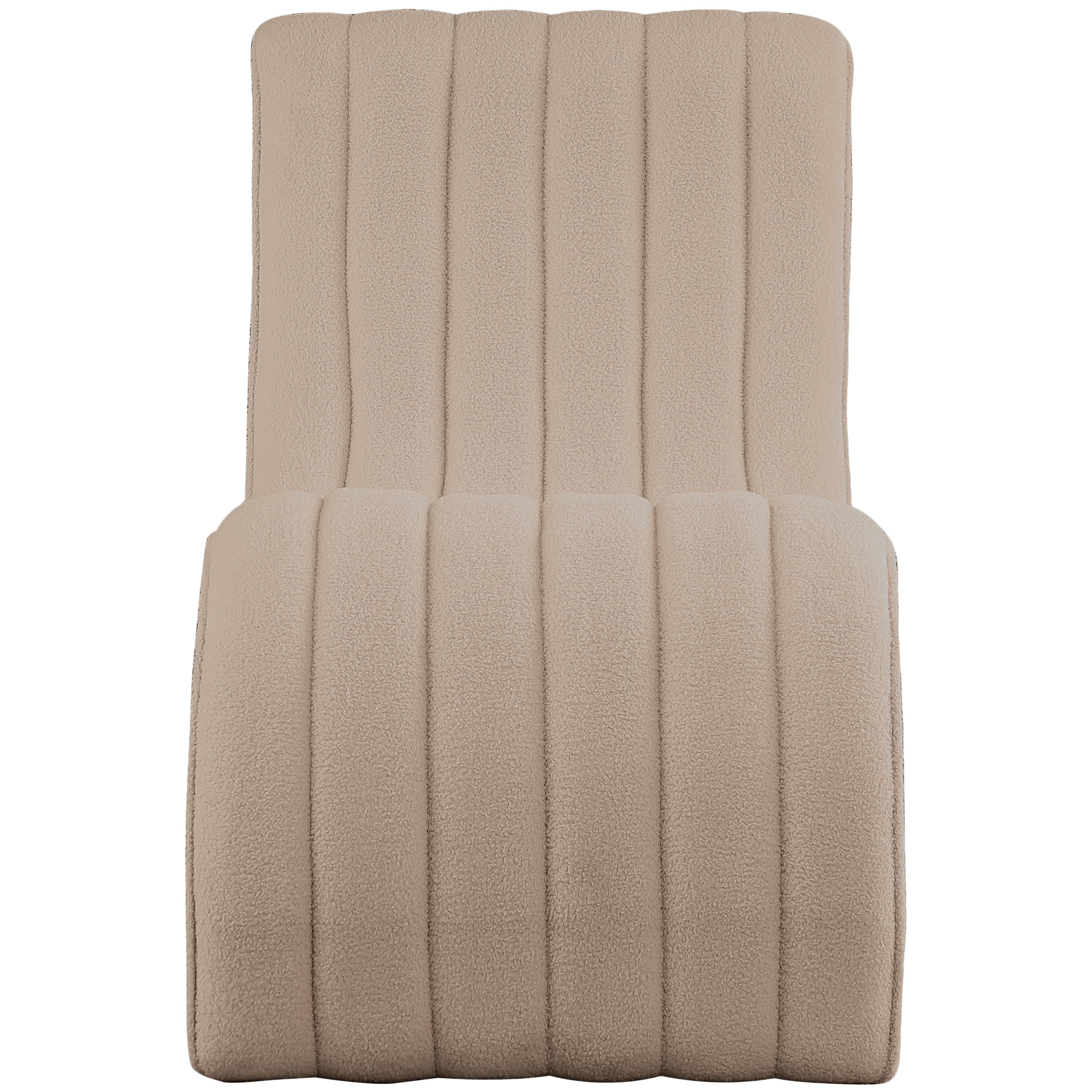 Meridian Orian Beige Teddy Fabric Chaise