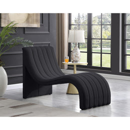 Meridian Orian Black Teddy Fabric Chaise