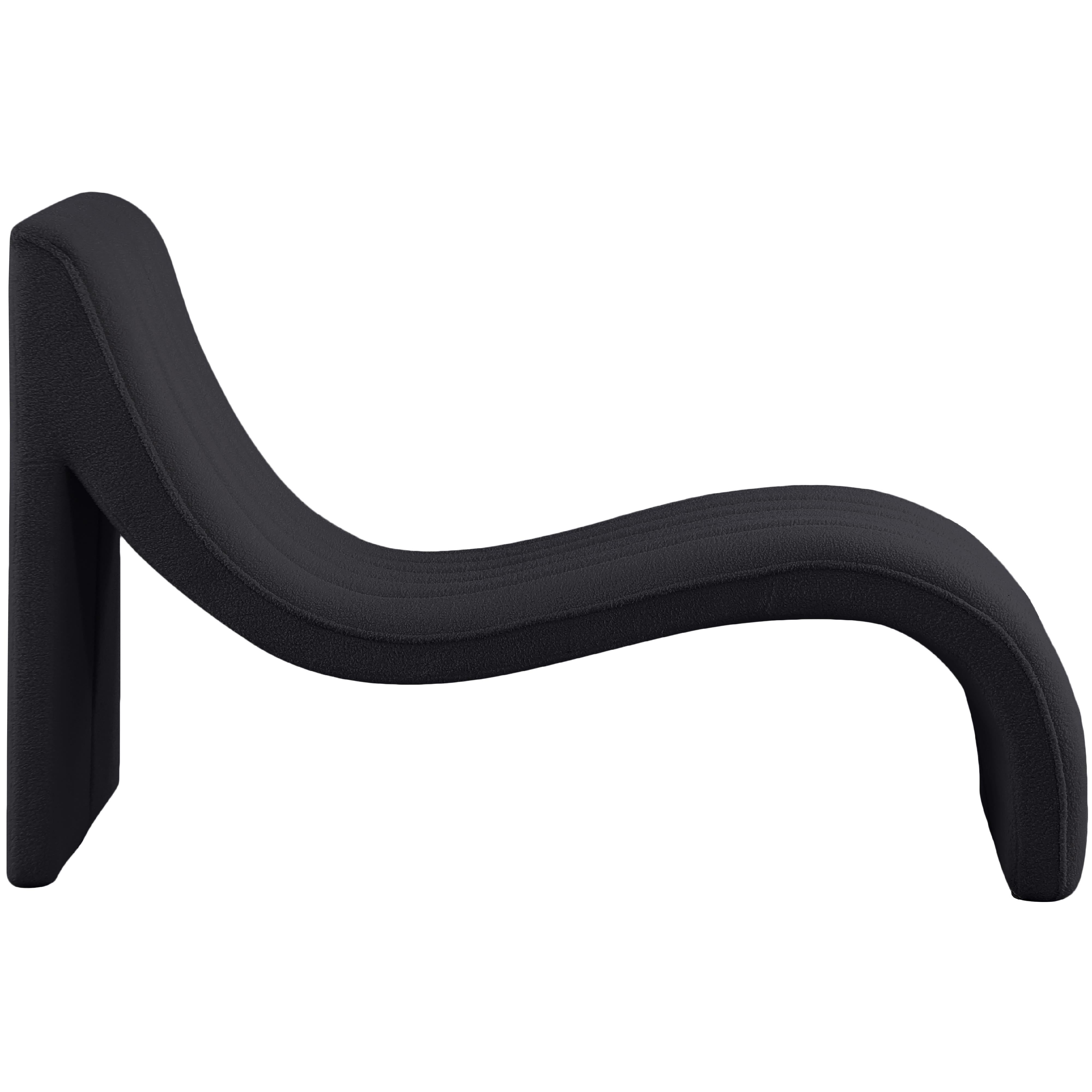 Meridian Orian Black Teddy Fabric Chaise