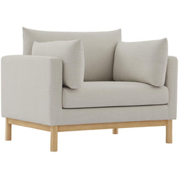 Meridian Langham Beige Linen Textured Fabric Chair