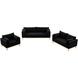 Meridian Langham Black Linen Textured Fabric Chair