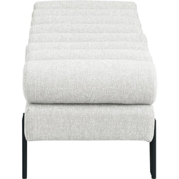 Meridian Akeela Cream Linen Textured Fabric Bench