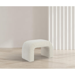 Meridian Niagara Cream Boucle Fabric Bench