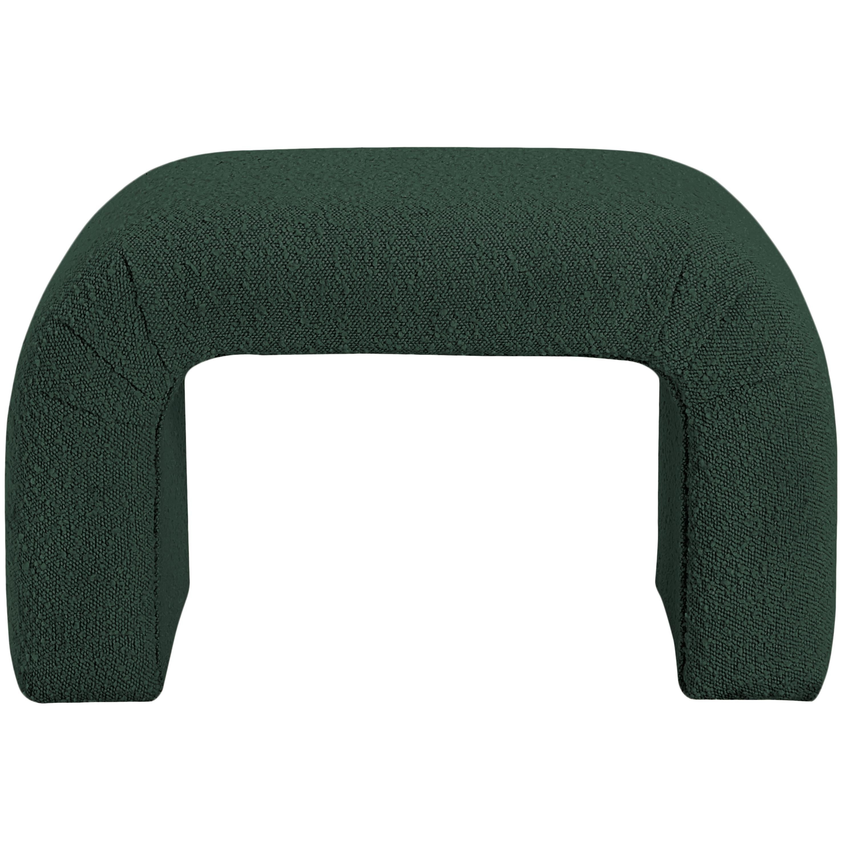 Meridian Niagara Green Boucle Fabric Bench