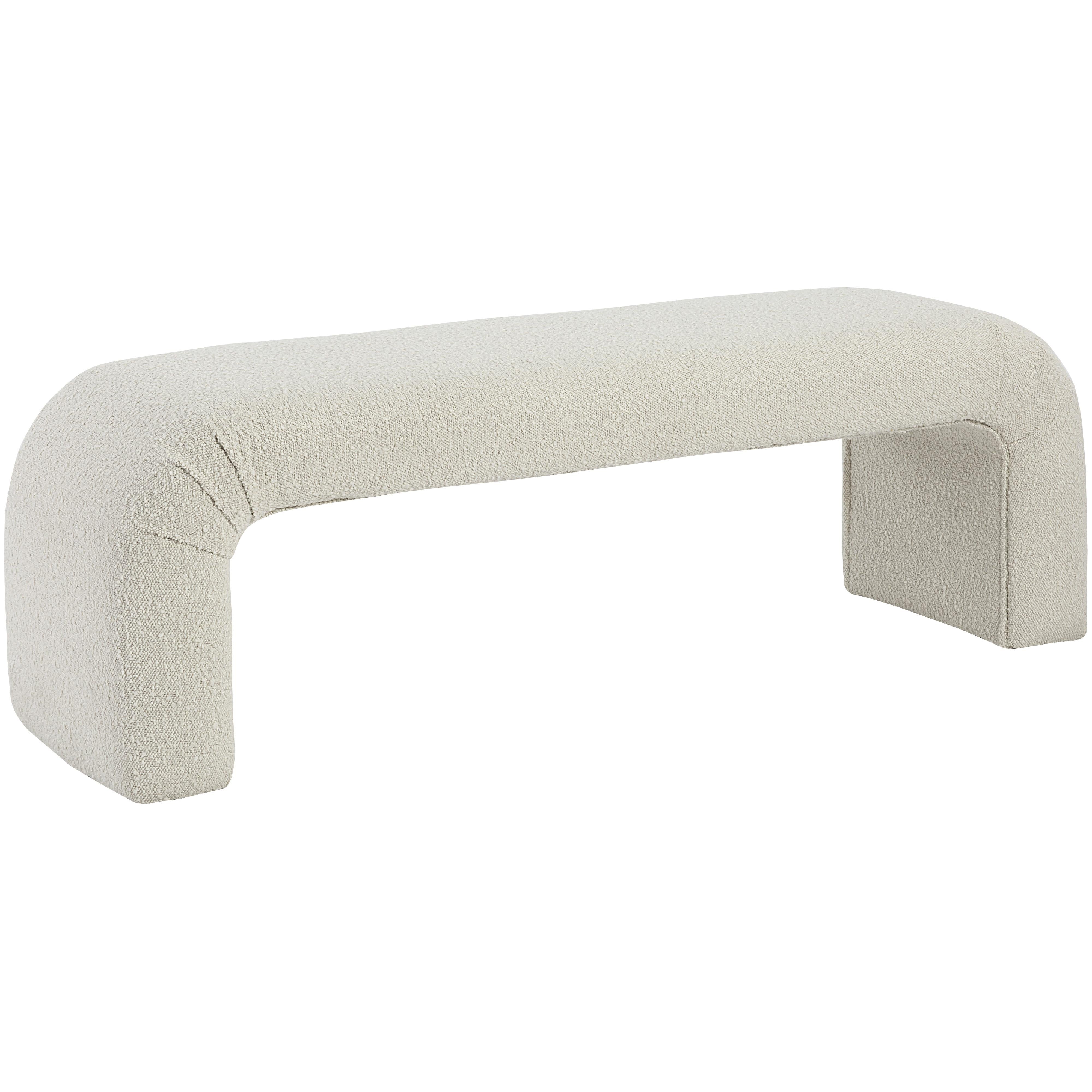 Meridian Niagara Cream Boucle Fabric Bench