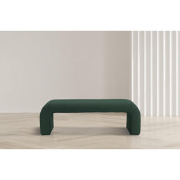 Meridian Niagara Green Boucle Fabric Bench