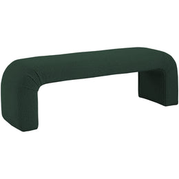 Meridian Niagara Green Boucle Fabric Bench