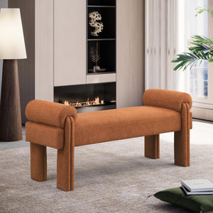 Meridian Stefano Cognac Polyester Fabric Bench