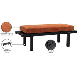Meridian Naya Cognac Chenille Fabric Bench