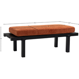 Meridian Naya Cognac Chenille Fabric Bench