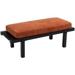 Meridian Naya Cognac Chenille Fabric Bench