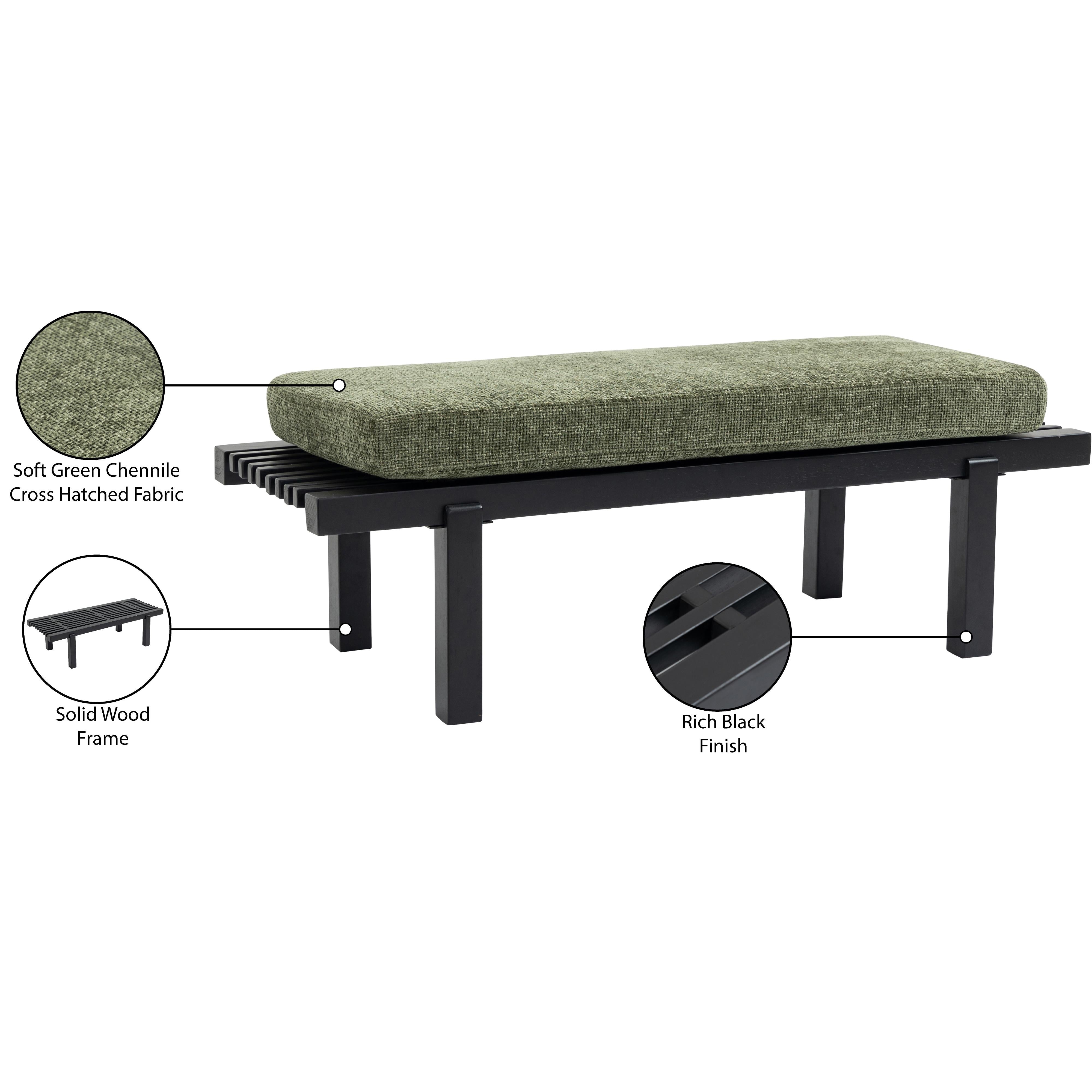 Meridian Naya Green Chenille Fabric Bench