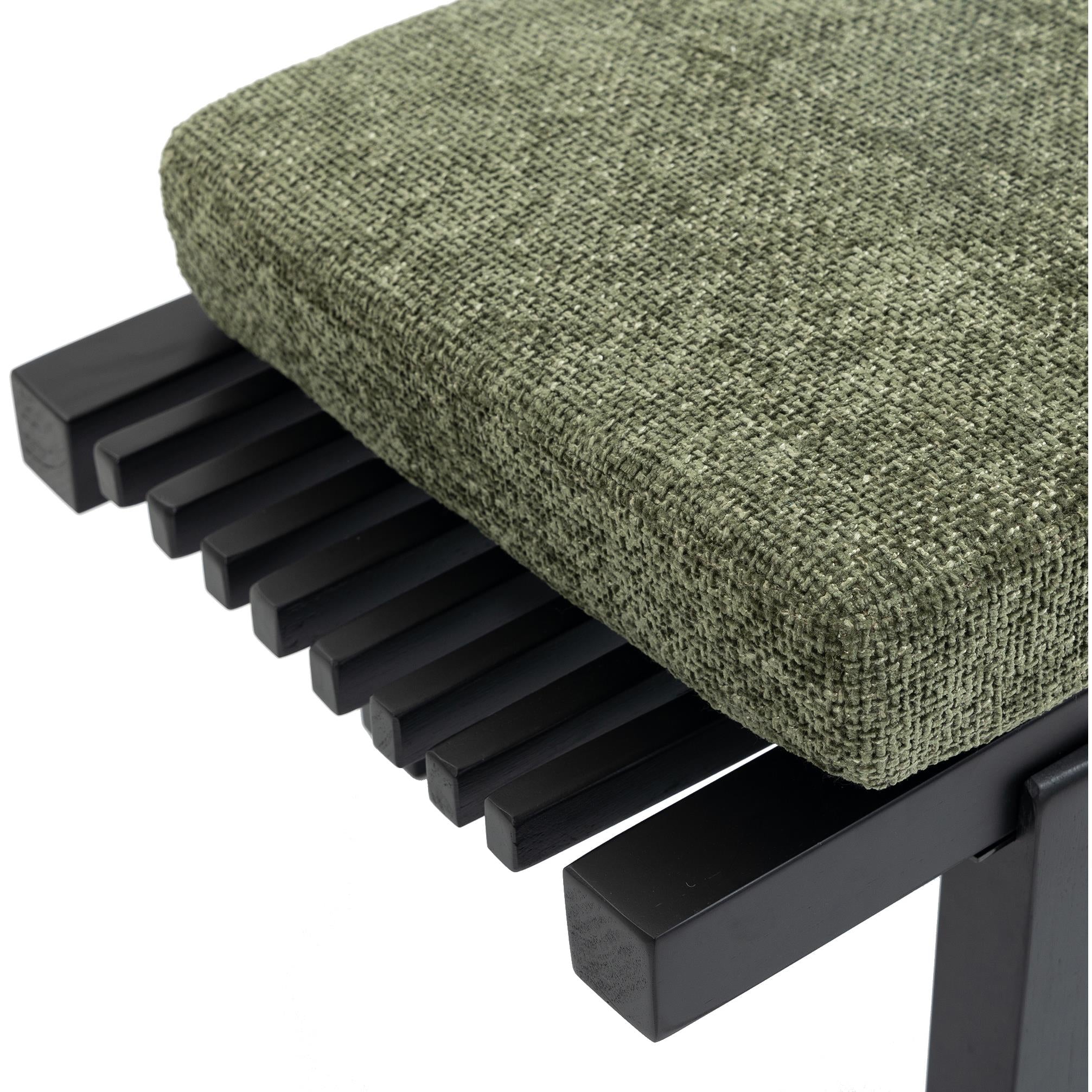 Meridian Naya Green Chenille Fabric Bench